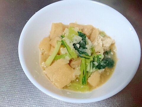 冷たくしても美味しい♪小松菜と油揚げの大根みぞれ煮